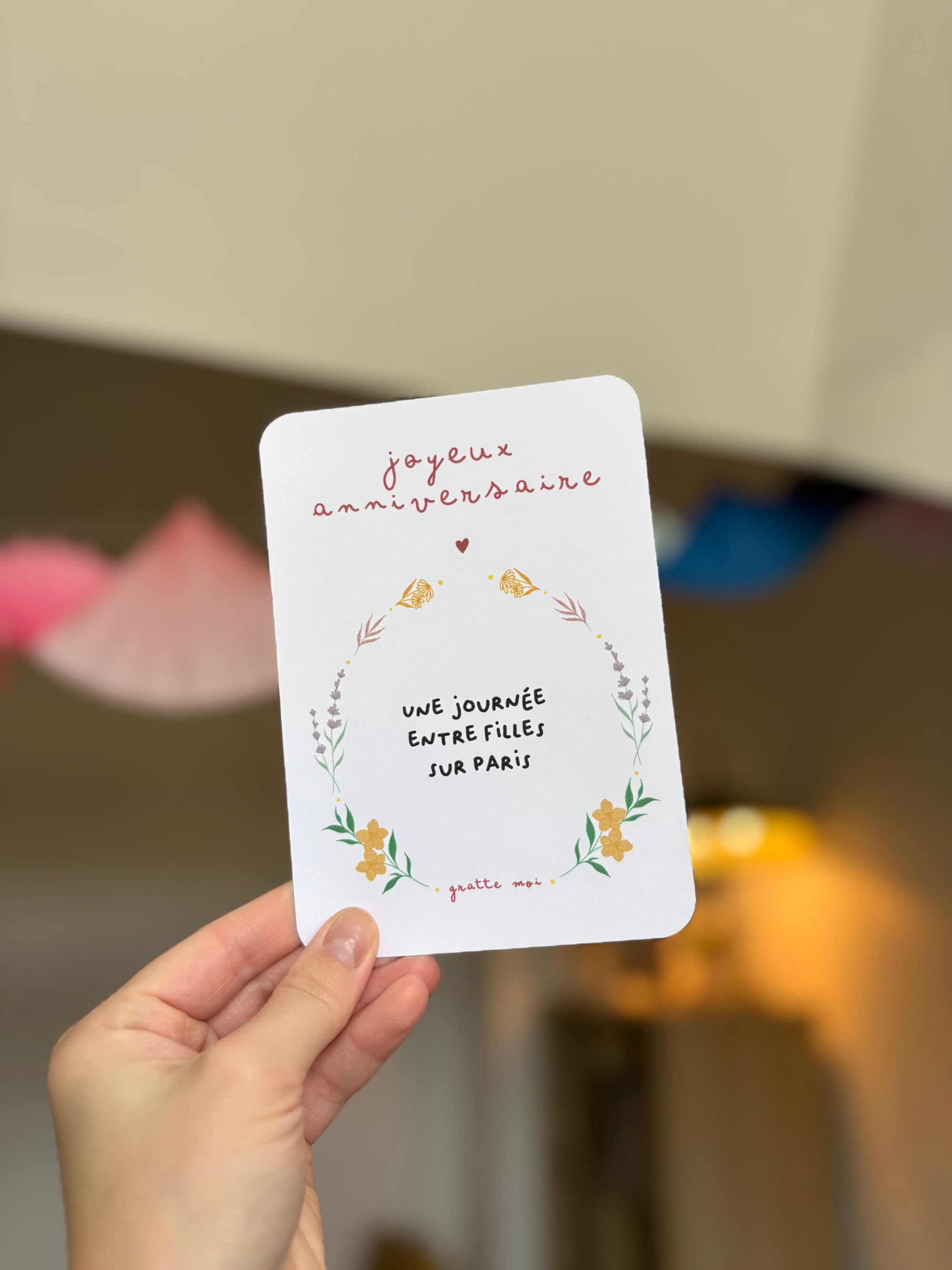 Carte à gratter personnalisable - Joyeux Anniversaire Fleuri