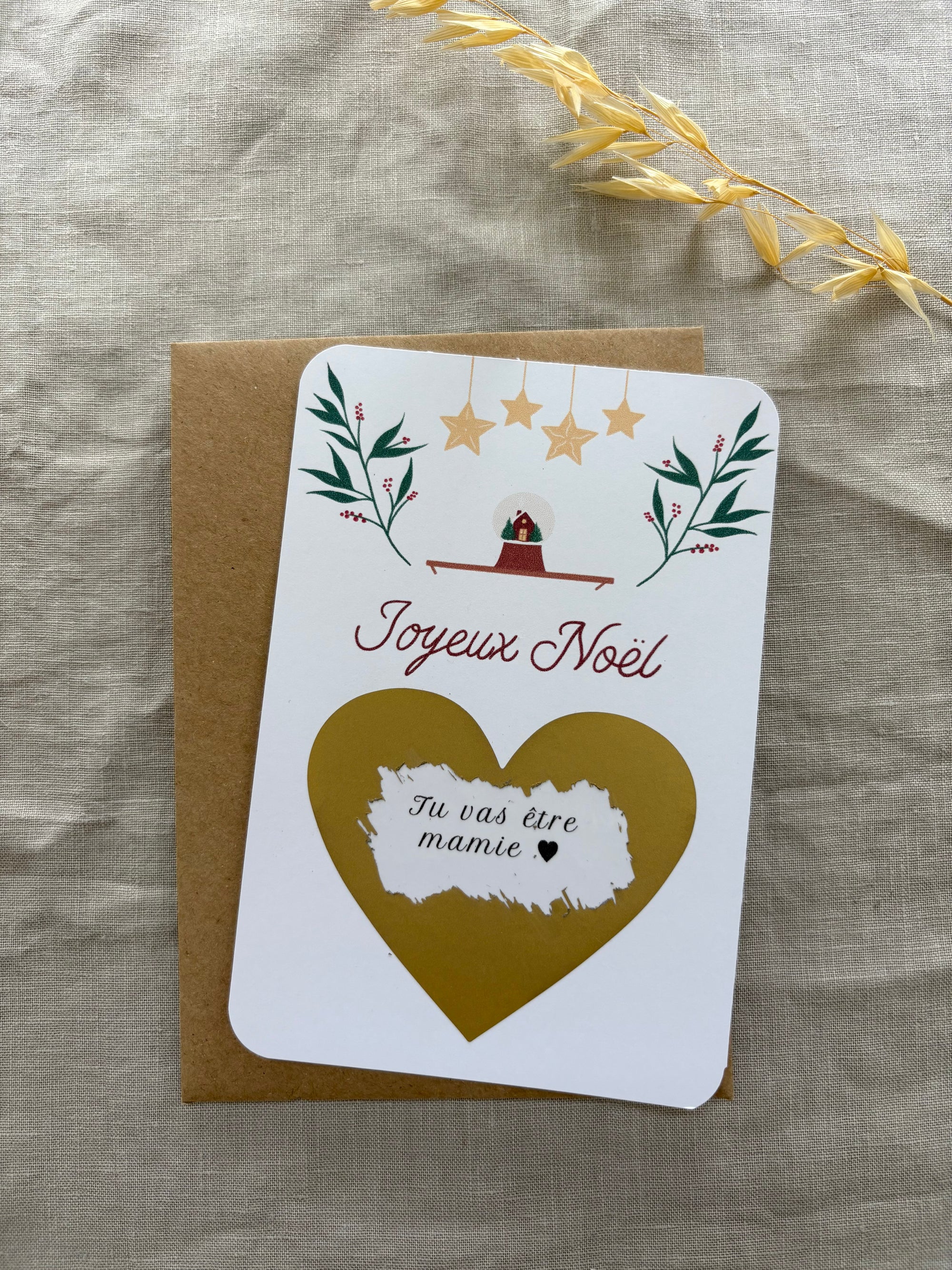 Carte à gratter personnalisable - Noël Coeur