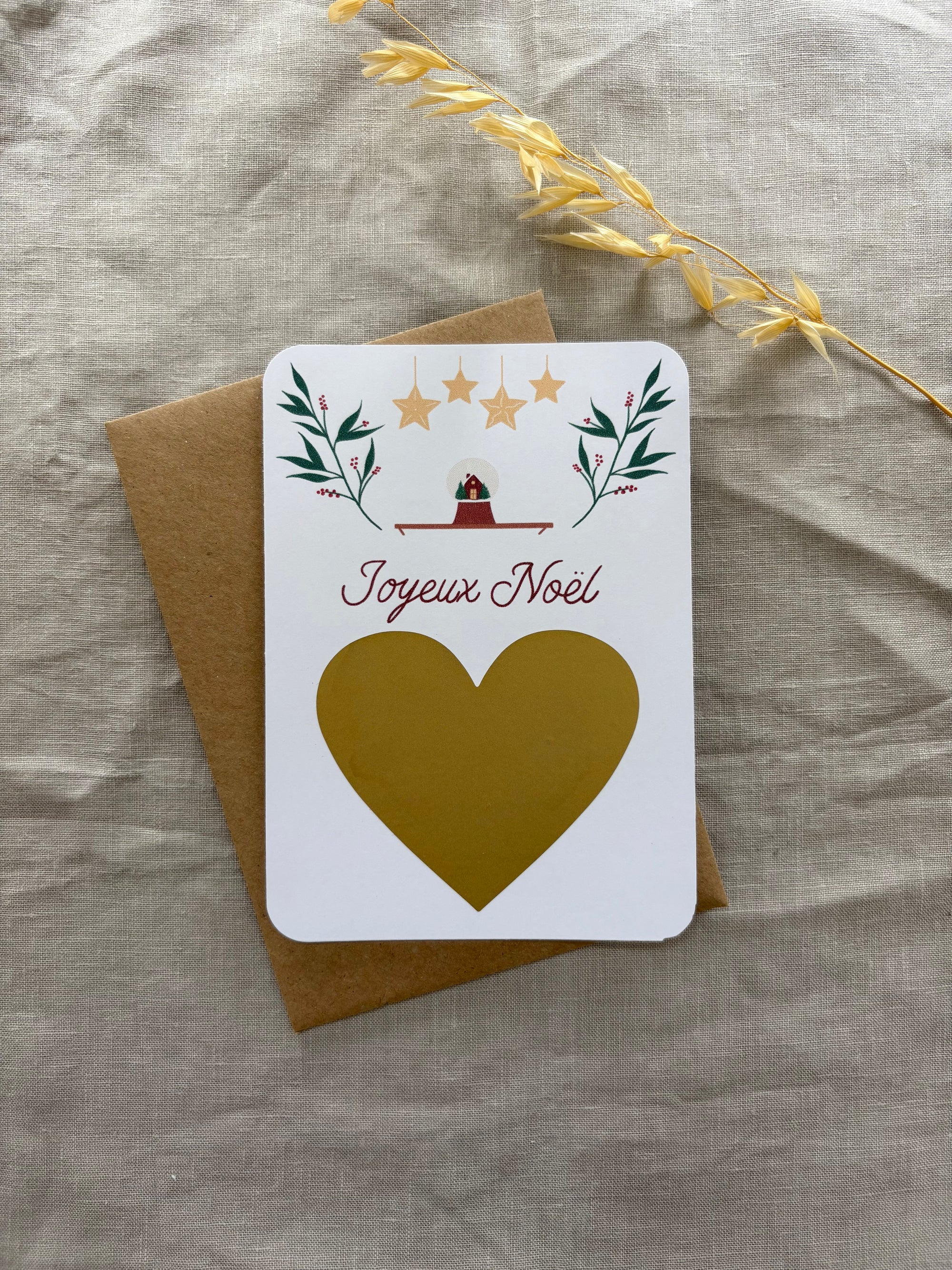 Carte à gratter personnalisable - Noël Coeur