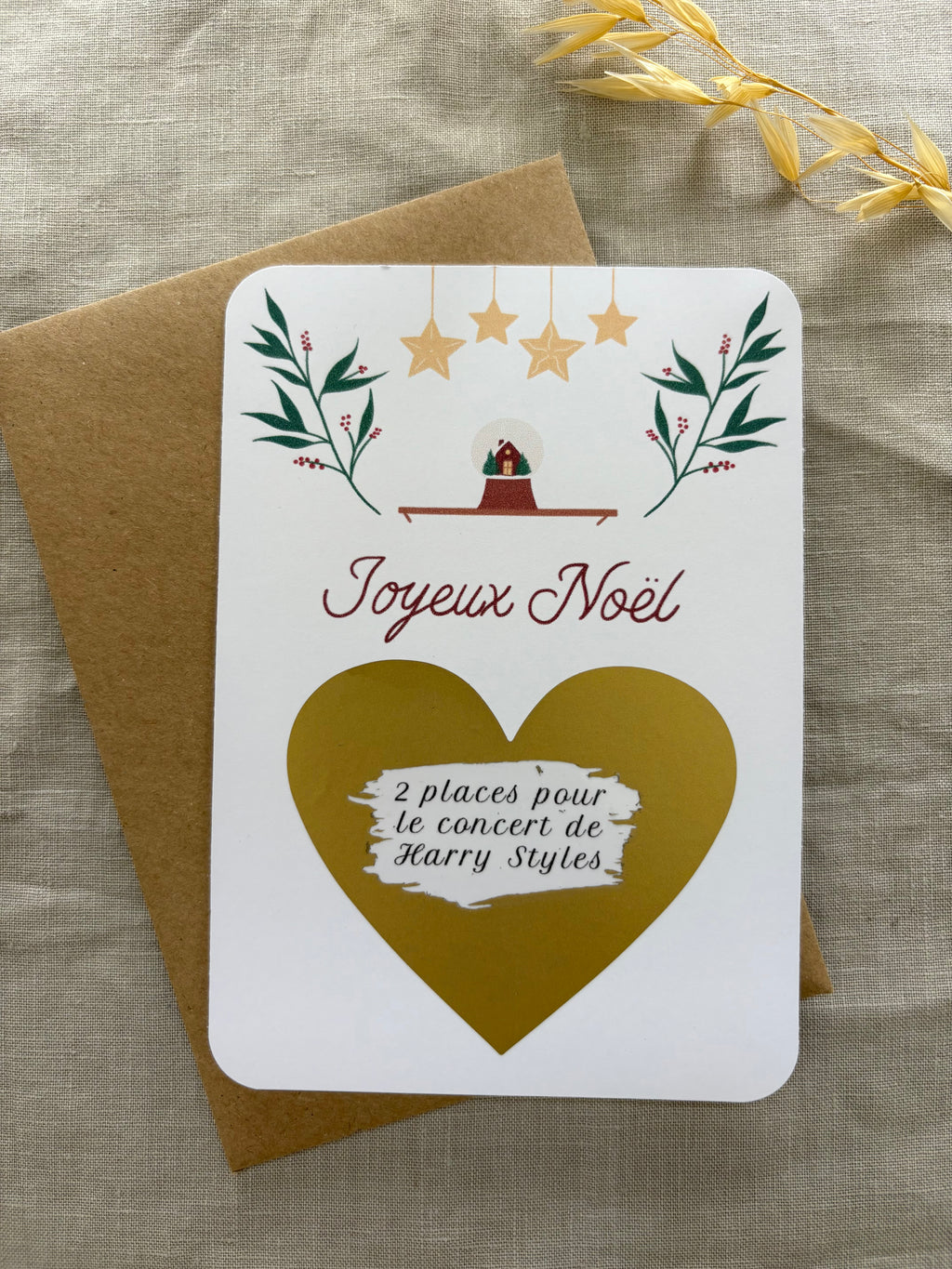 Carte à gratter personnalisable - Noël Coeur