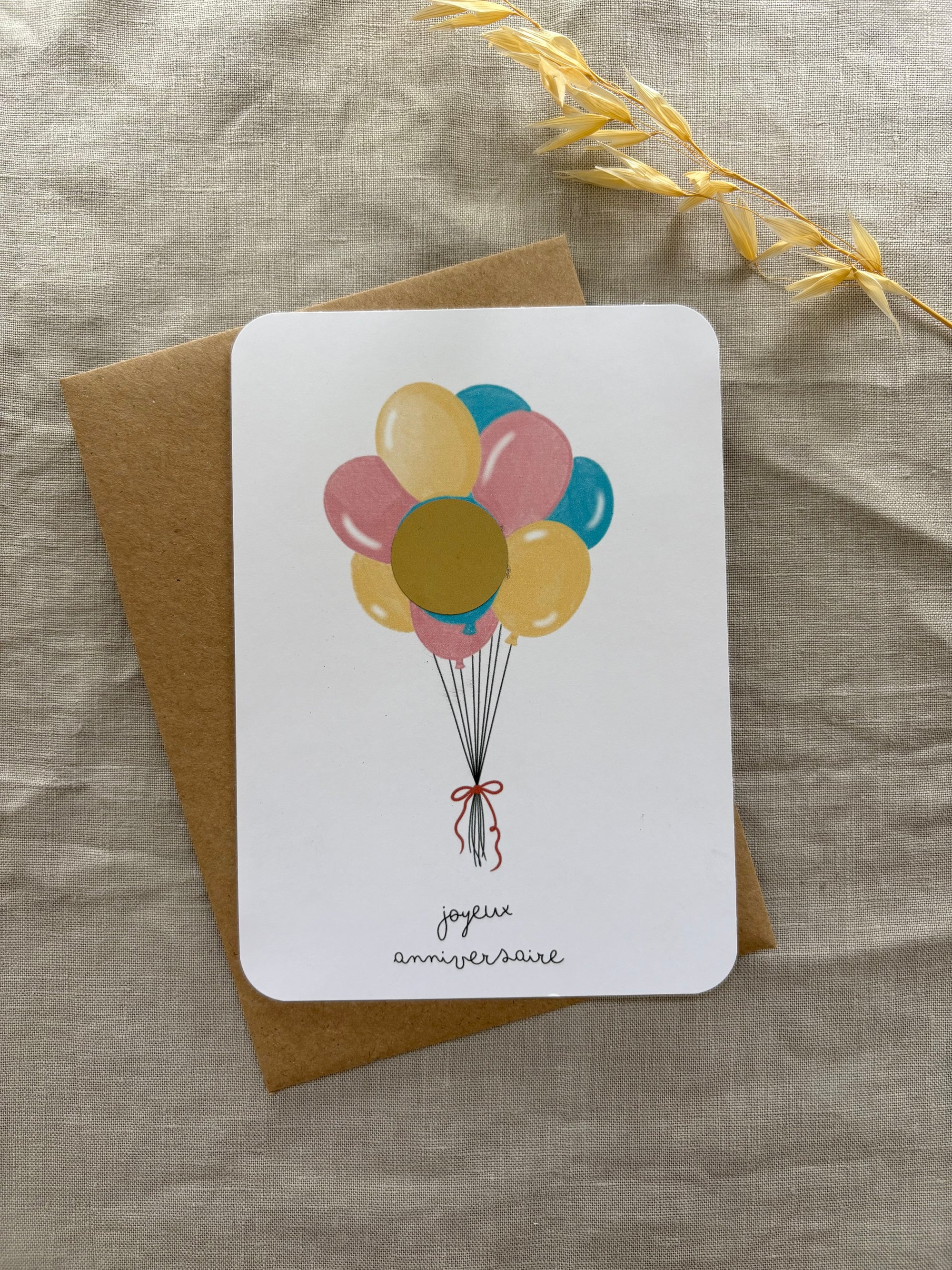 Carte à gratter personnalisable - Joyeux Anniversaire Ballon