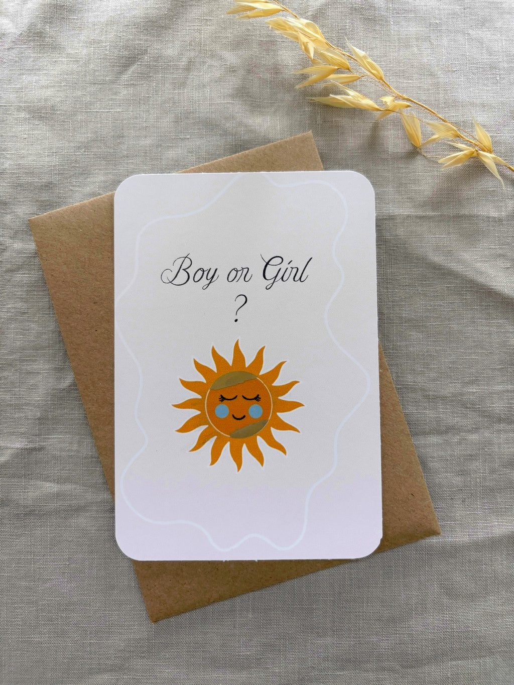 Carte à gratter personnalisable - Gender Reveal Soleil