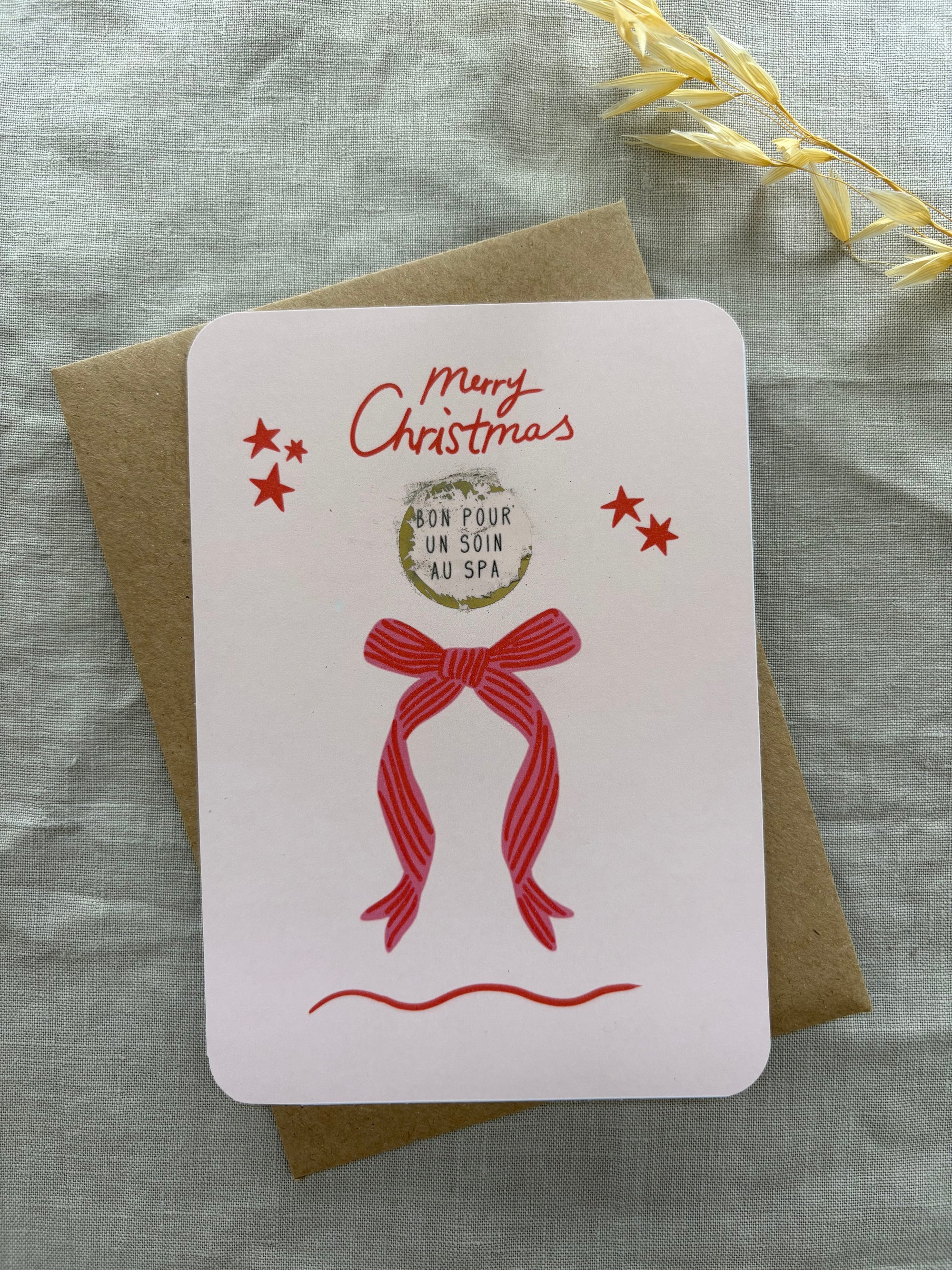 Carte à gratter personnalisable - Merry Christmas Rose